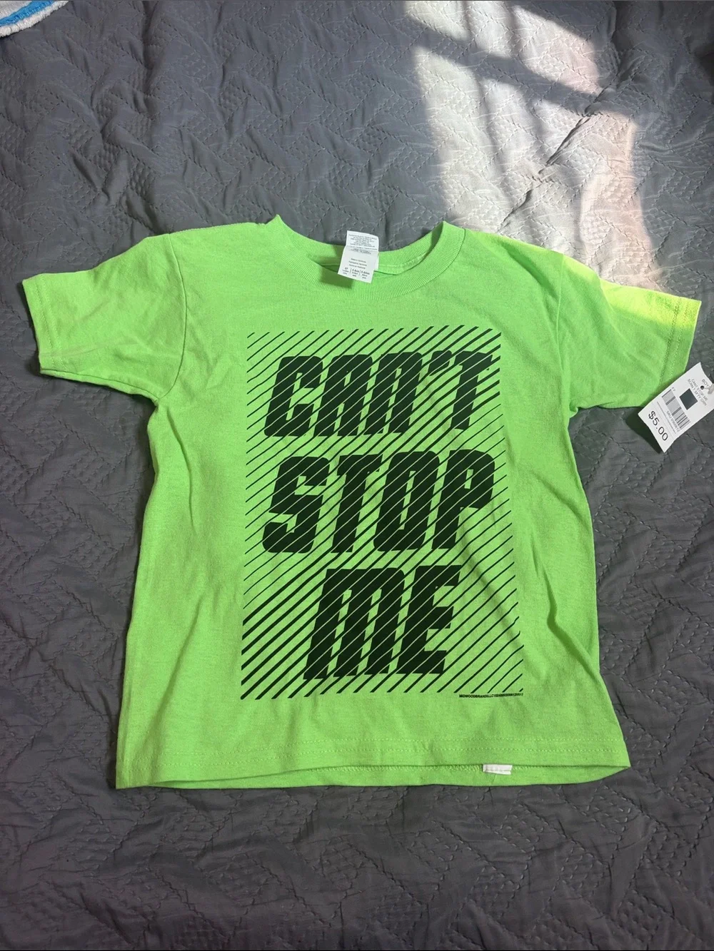 Gildan Neon Green Graphic Tee with Bold Black Text
